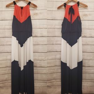 Vince Camuto Multicolor Chevron Print Maxi Dress, Size 8